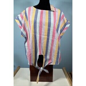 Emery Rose Women’s Striped Blouse (Size 1XL) NEW with Tags • Tie Front, Shirt
